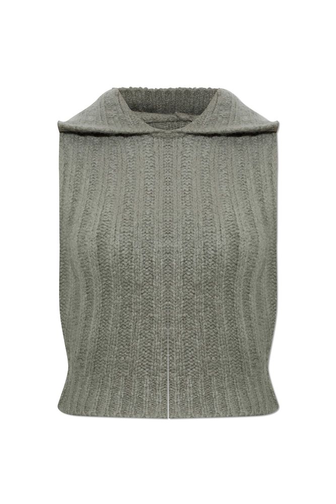 Rick Owens Hooded Ribbed Knitted Top