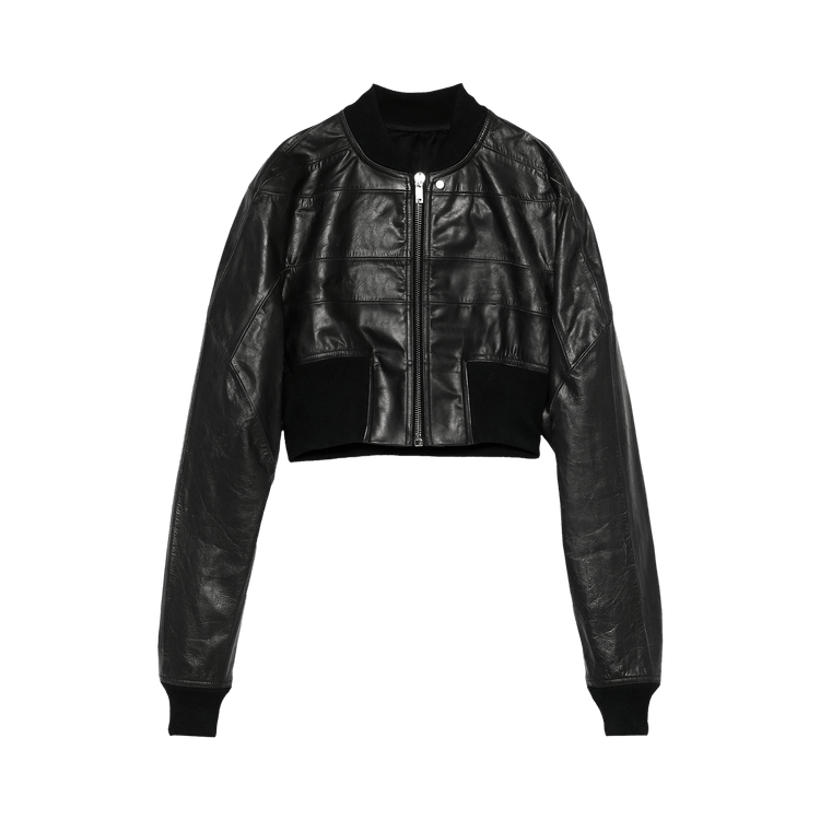 Rick Owens Cropped Leather Girdered Bomber Jacket 'Black'