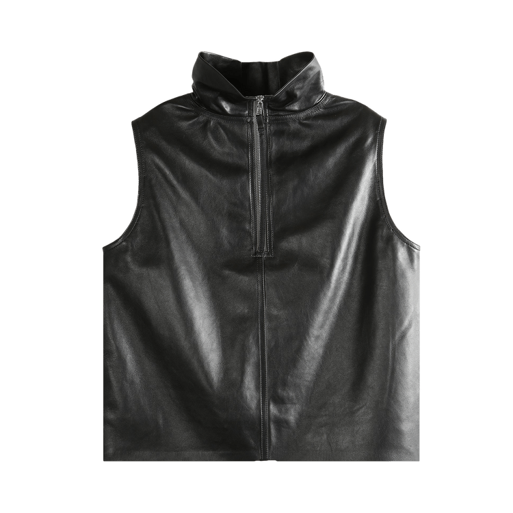 Rick Owens Short-Sleeve Tabard In Pelle Top 'Black'