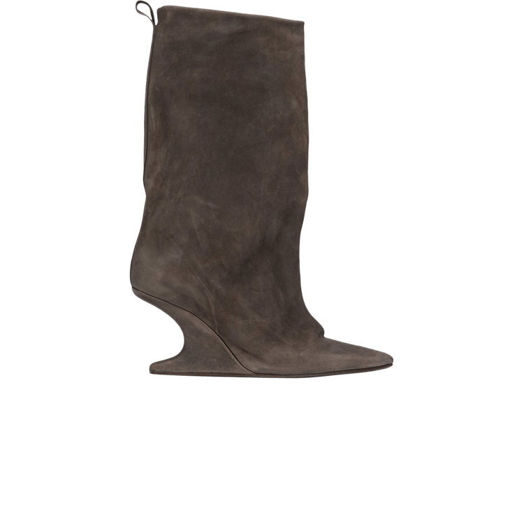 Rick Owens Wmns Cantilever Suede Peep Toe Boots 'Dark Dust'