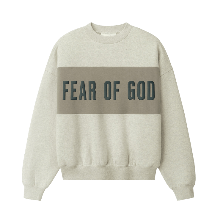 Fear of God Essentials Cropped Relaxed Panelled Sweatshirt 'Vanilla Heather/ Seal'