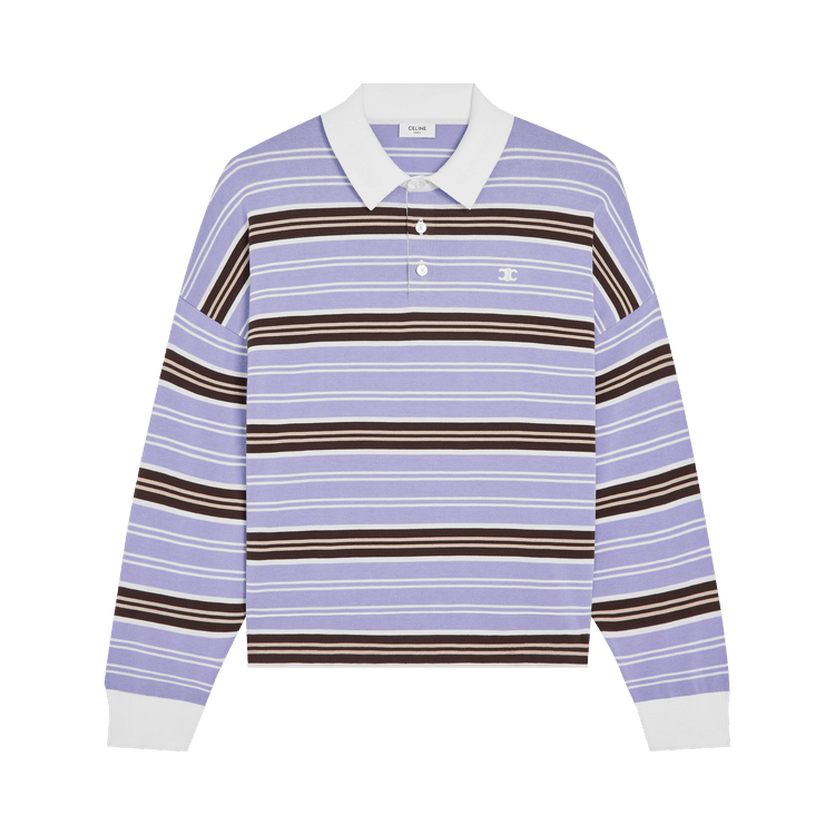 CELINE Polo Sweater 'Lilac/Brown/Ecru'