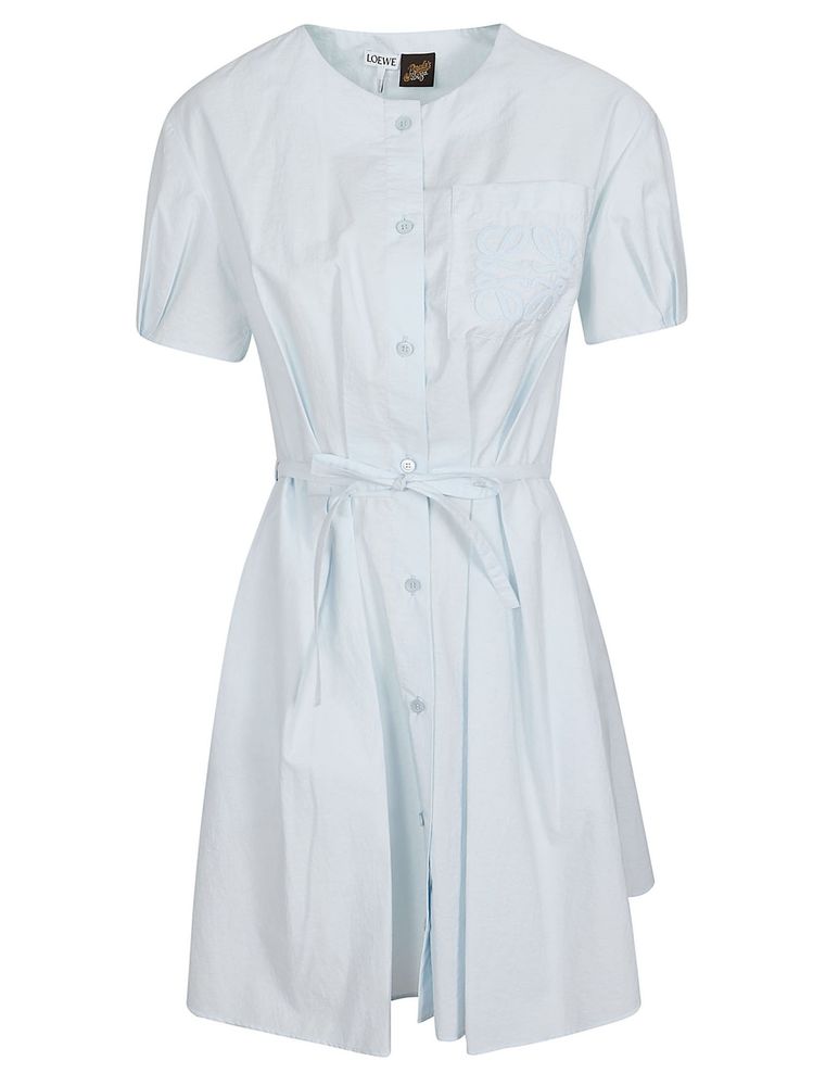 Loewe Anagram Crochet Embroidered Mini Shirt Dress