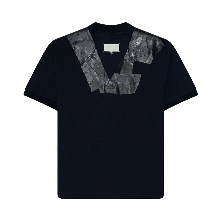 Maison Margiela Pique Polo With Tape Details 'Blue'