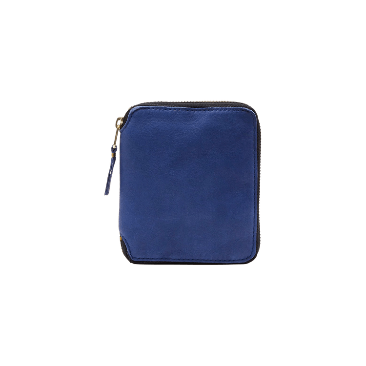 Comme des Garçons Wallet Washed Full Zip Around Wallet 'Navy'