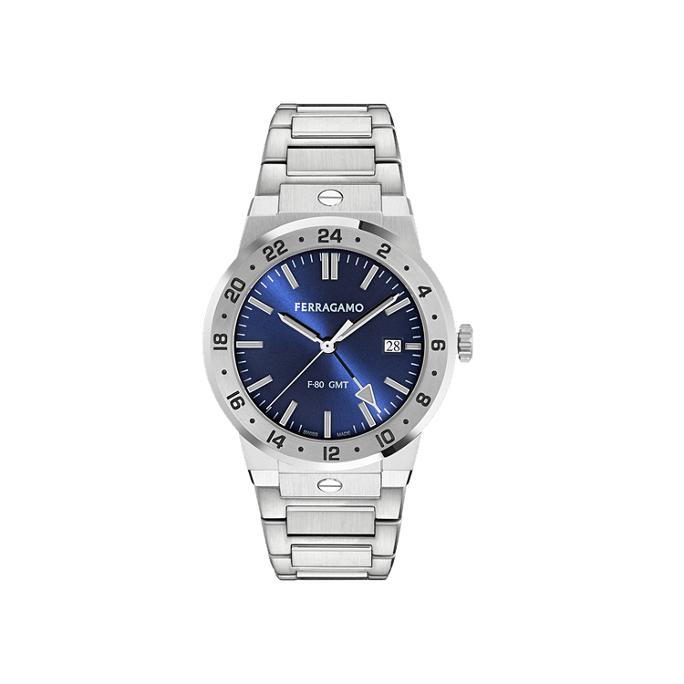 Ferragamo F-80 Classic Gmt Bracelet Watch 'Stainless Steel'