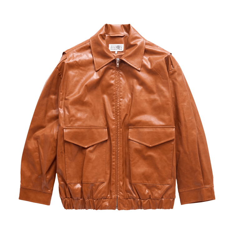 MM6 Maison Margiela Faux Leather Aviator Bomber Jacket 'Caramel'