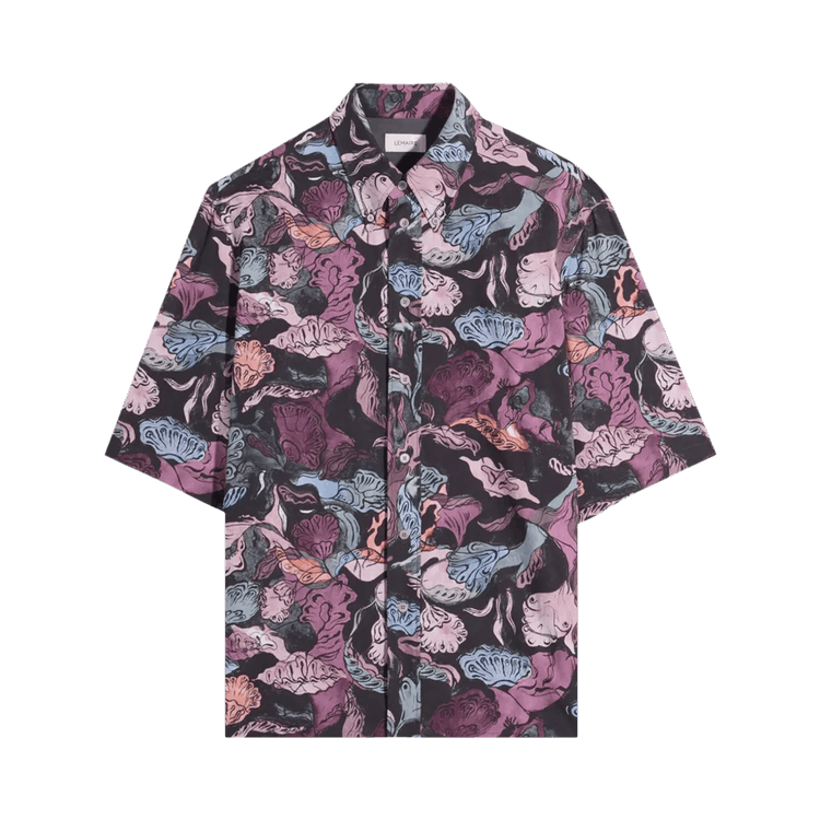 Lemaire Short-Sleeve Shirt 'Black/Plum'