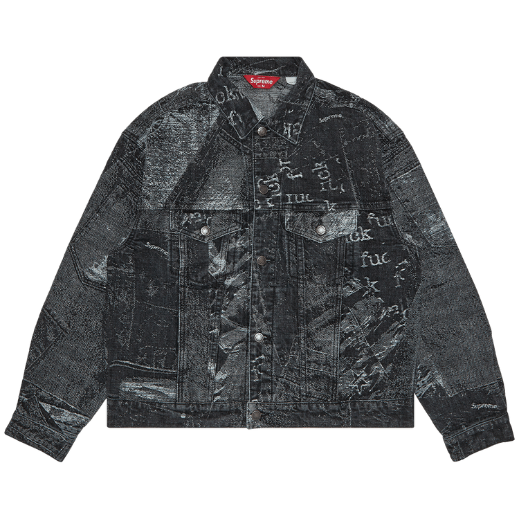 Supreme Archive Denim Jacquard Trucker Jacket 'Black'
