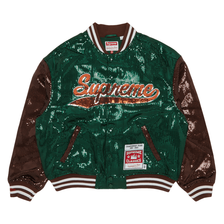 Supreme x Mitchell & Ness Sequin Varsity Jacket 'Green'