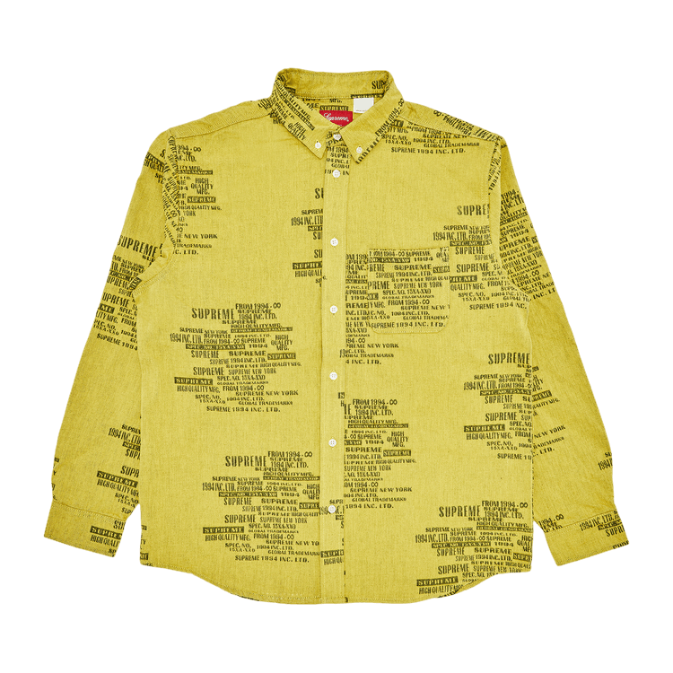 Supreme Trademark Jacquard Denim Shirt 'Washed Yellow'