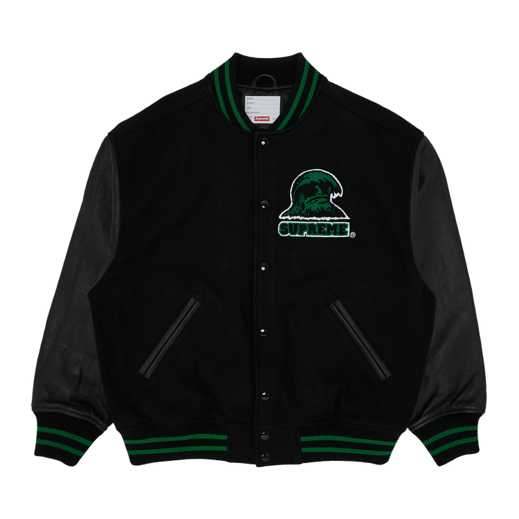 Supreme Wave Varsity Jacket 'Black'