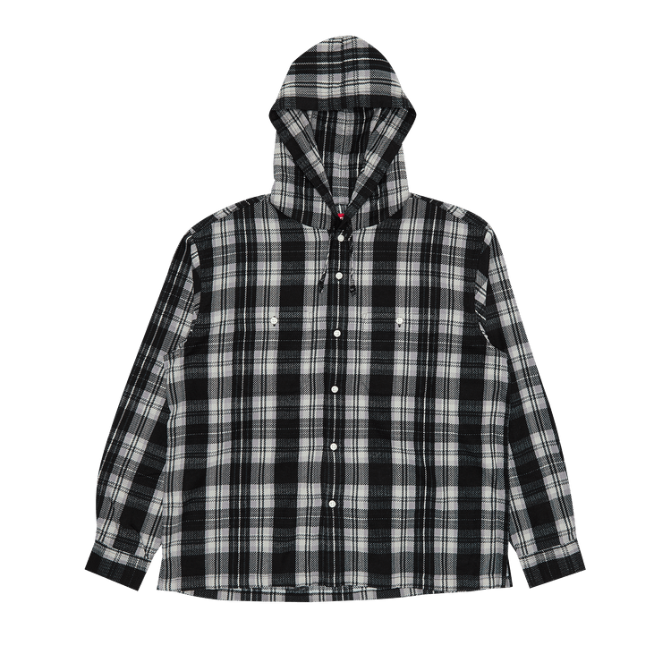 Supreme Printed Hooded Flannel Shirt 'Black'