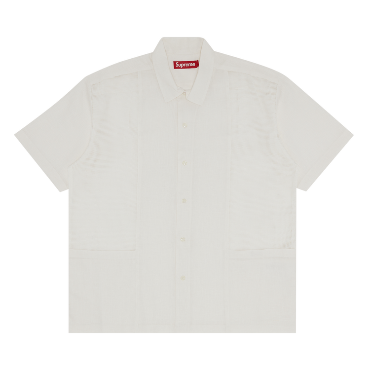 Supreme Mesh Panel Linen Short-Sleeve Shirt 'White'