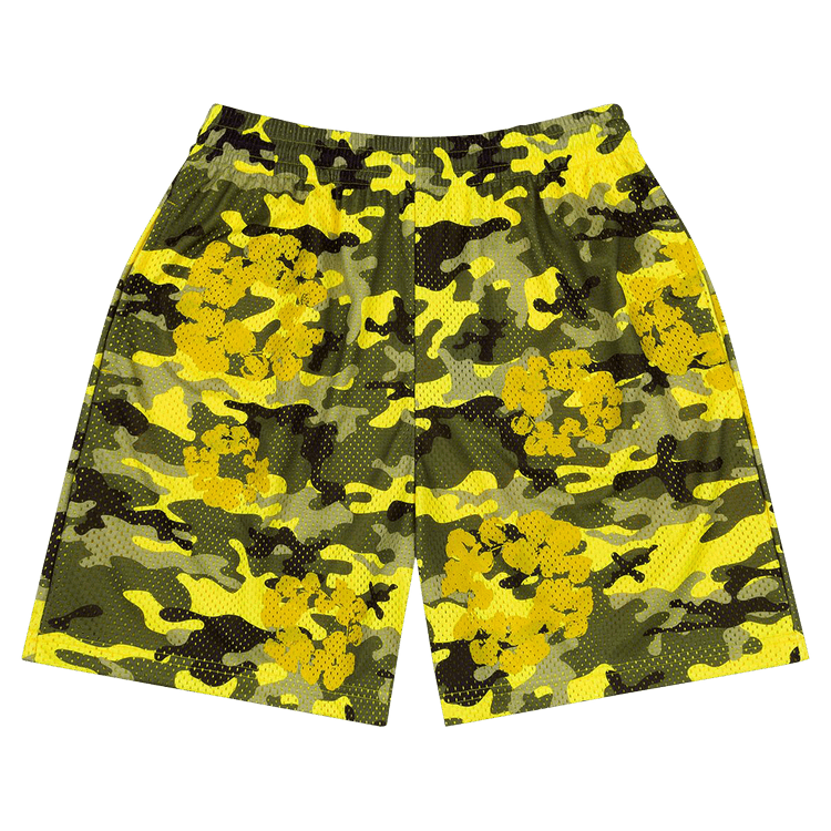Denim Tears Camo Cotton Wreath Mesh Shorts 'Yellow'