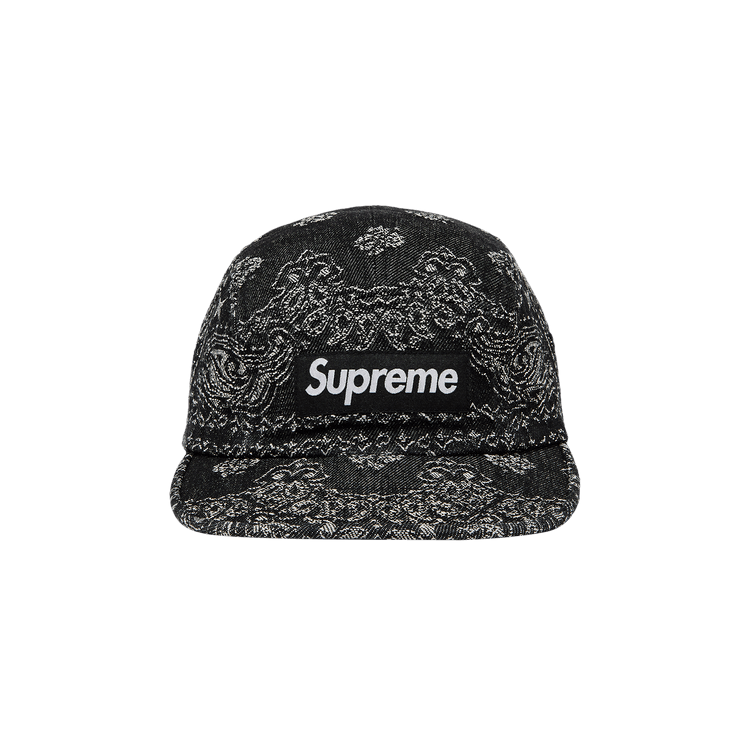 Supreme Bandana Jacquard Denim Camp Cap 'Black'