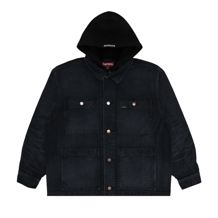 Supreme Worn Hooded Chore Coat 'Black'