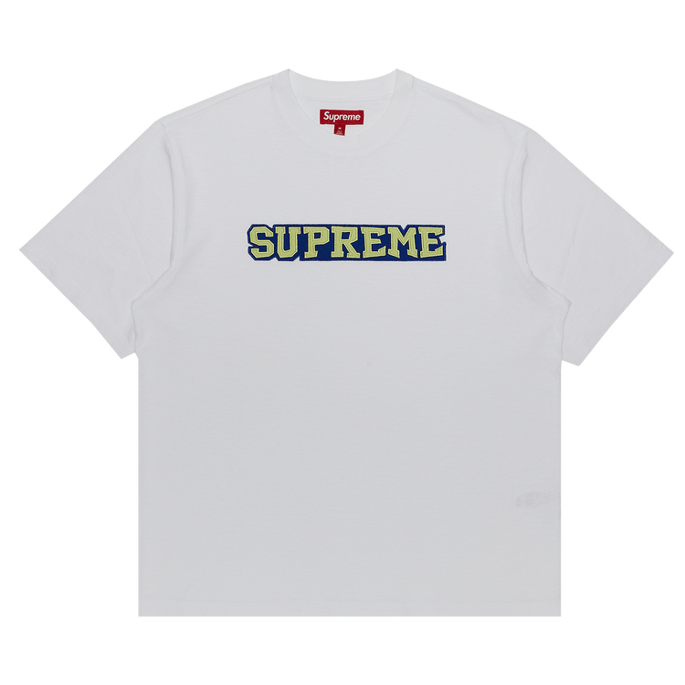 Supreme Satin Appliqué Short-Sleeve Top 'White'