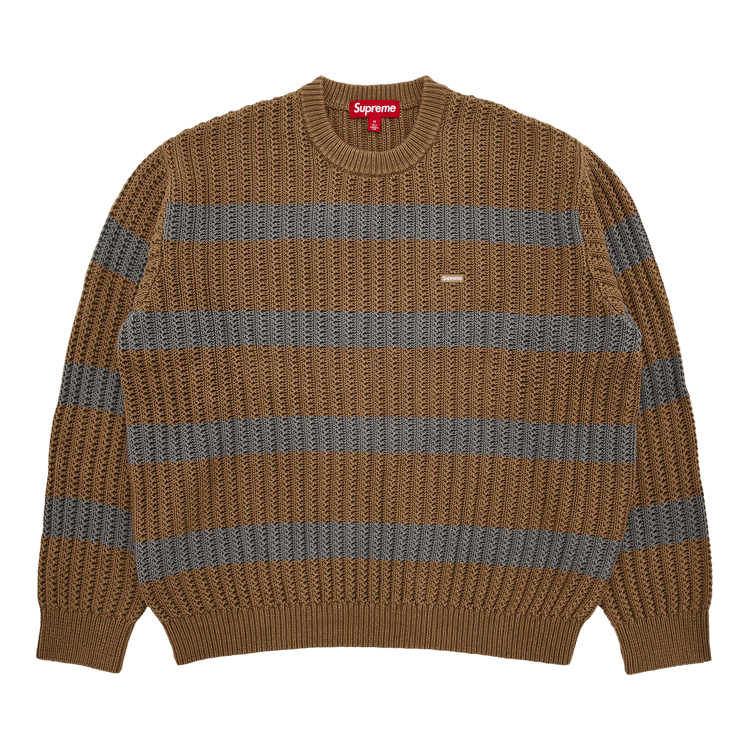 Supreme Loose Gauge Stripe Small Box Sweater 'Khaki'