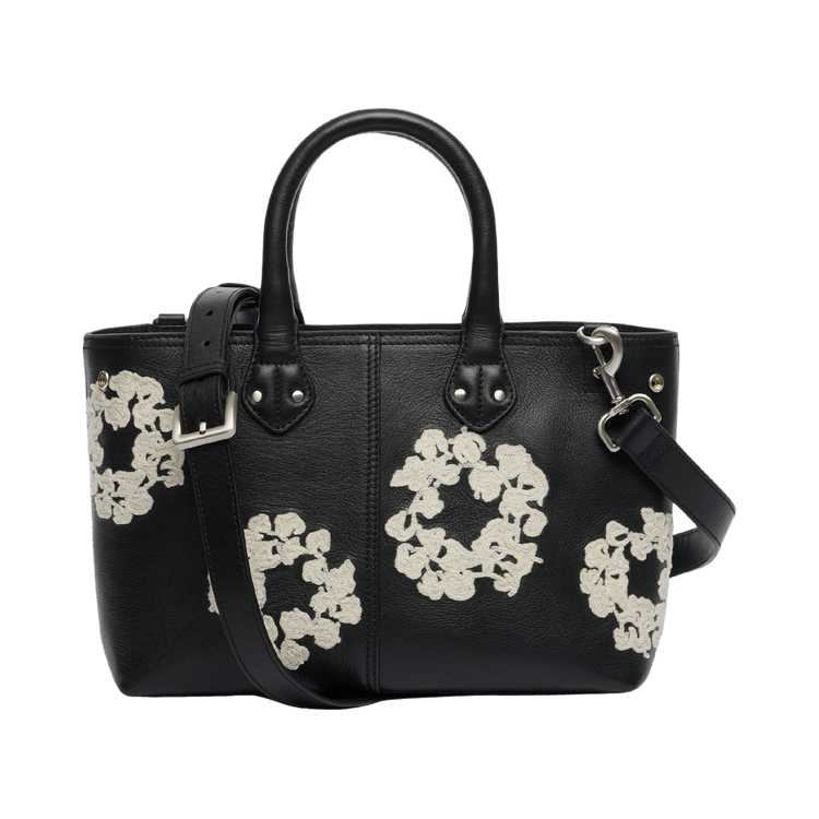 Denim Tears Cotton Wreath Leather Bag Small 'Black/White'
