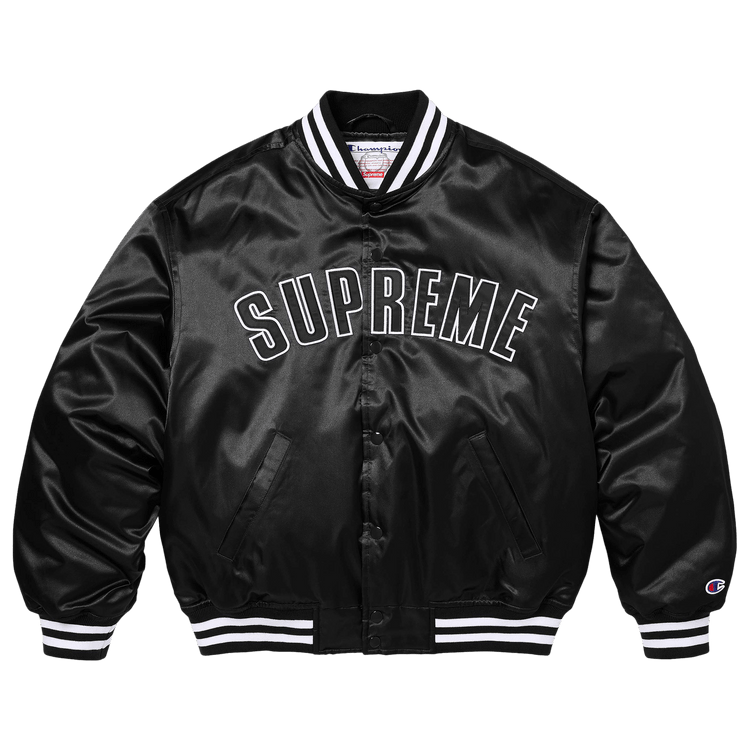 Supreme x Champion Satin Varsity Jacket 'Black'