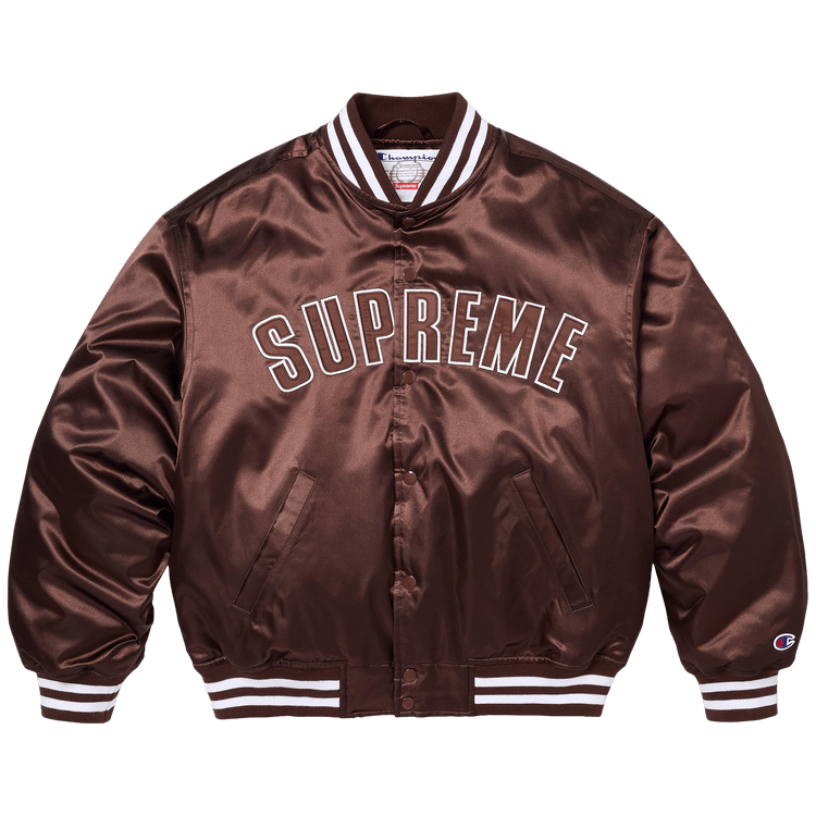 Supreme x Champion Satin Varsity Jacket 'Brown'