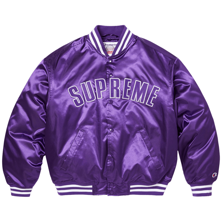 Supreme x Champion Satin Varsity Jacket 'Purple'