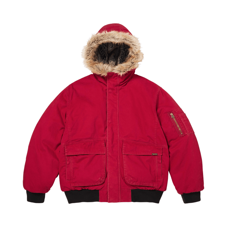 Supreme Reversible Faux Fur Hooded Work Jacket 'Red'