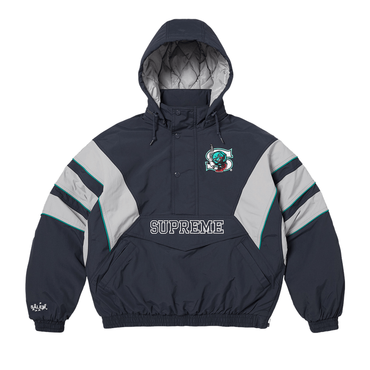 Supreme x Salem Half Zip Stadium Jacket 'Navy'