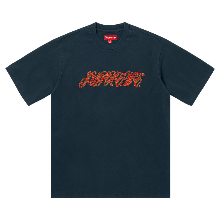 Supreme Raised Script Short-Sleeve Top 'Navy'