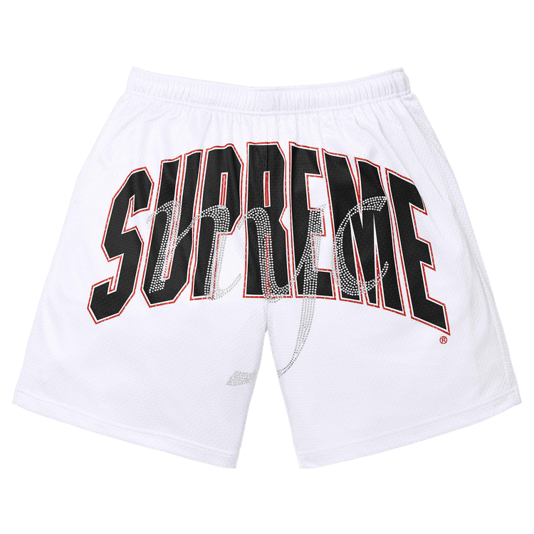 Supreme Rhinestone Mesh Short 'White'