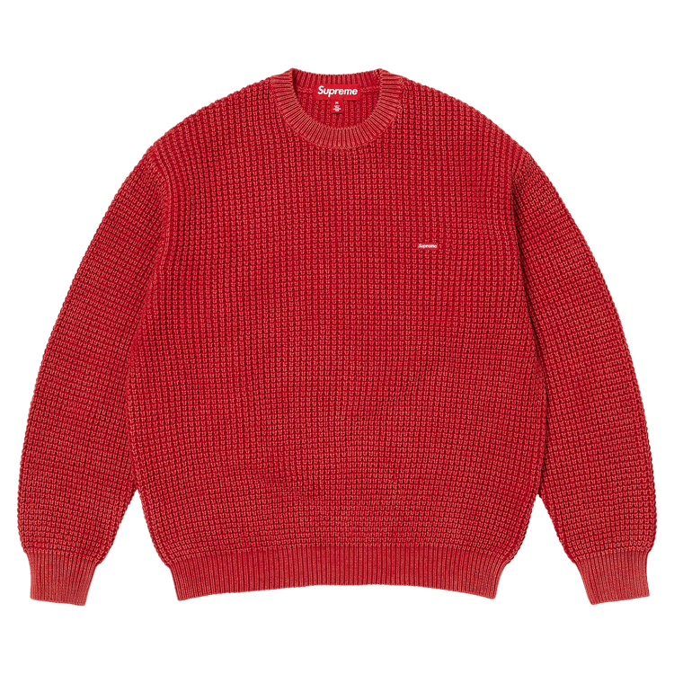 Supreme Washed Small Box Waffle Sweater 'Red'