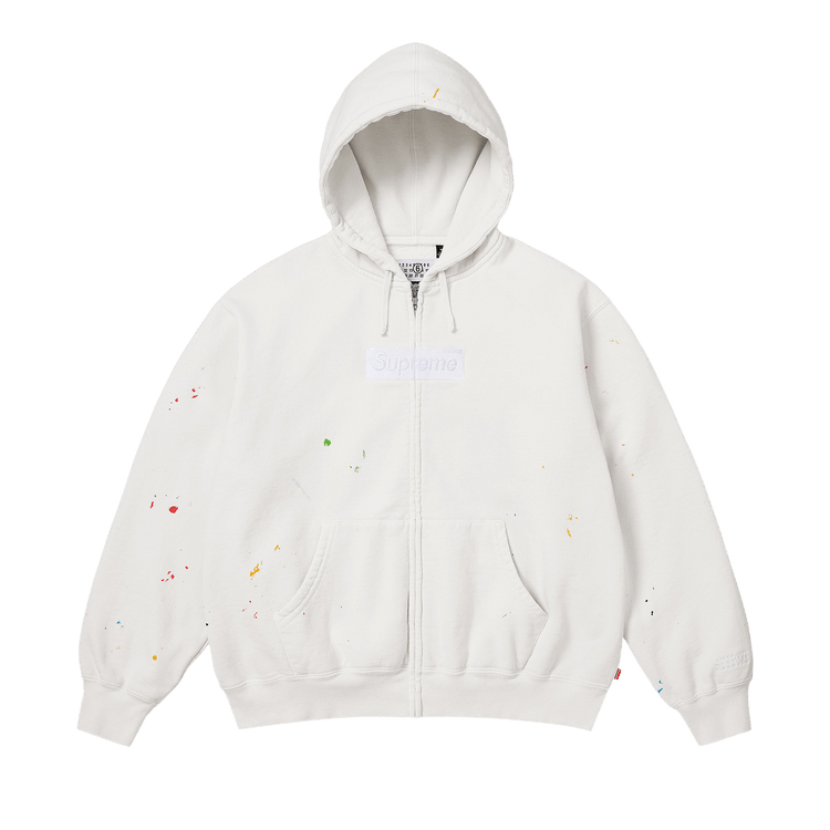 Supreme x MM6 Maison Margiela Box Logo Zip Up Hooded Sweatshirt 'White'