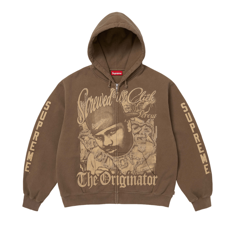 Supreme x Dj Screw Zip Up Hooded Sweatshirt 'Dusty Brown'