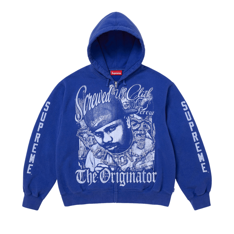 Supreme x Dj Screw Zip Up Hooded Sweatshirt 'Royal'