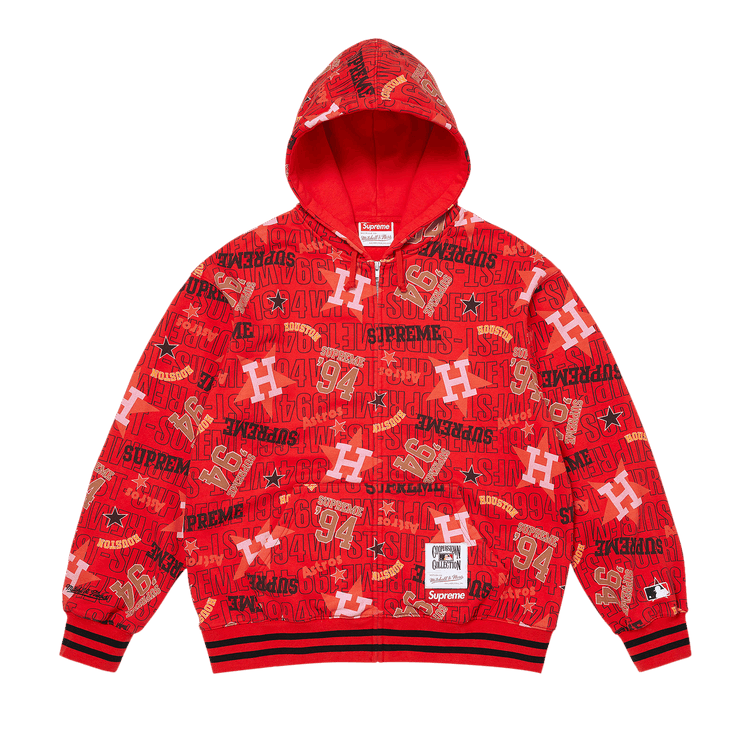 Supreme x Mitchell & Ness Teams Zip Up Hooded Sweatshirt 'Red'