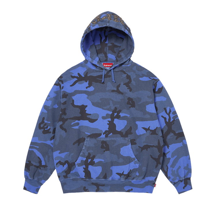 Supreme Overdyed Studded Hooded Sweatshirt 'Blue Camo'