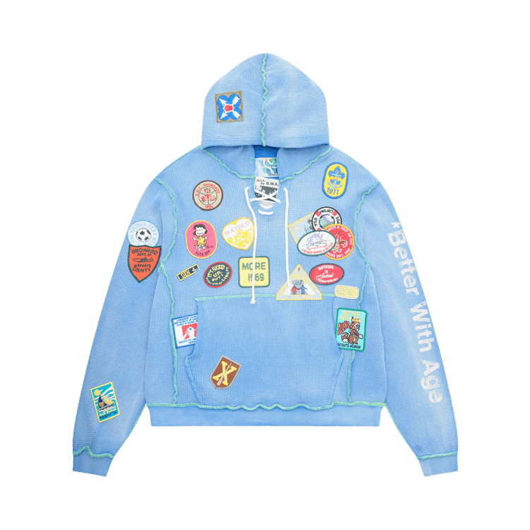 *Better With Age Gentlemen's Waffle Hoodie 'Blue'