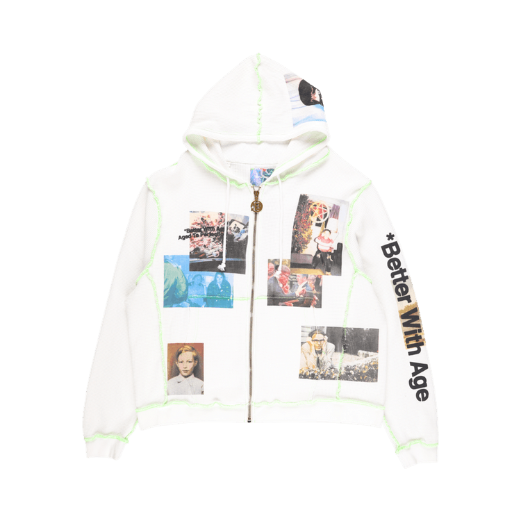 *Better With Age Ricky Waffle Zip-Up Hoodie 'White'