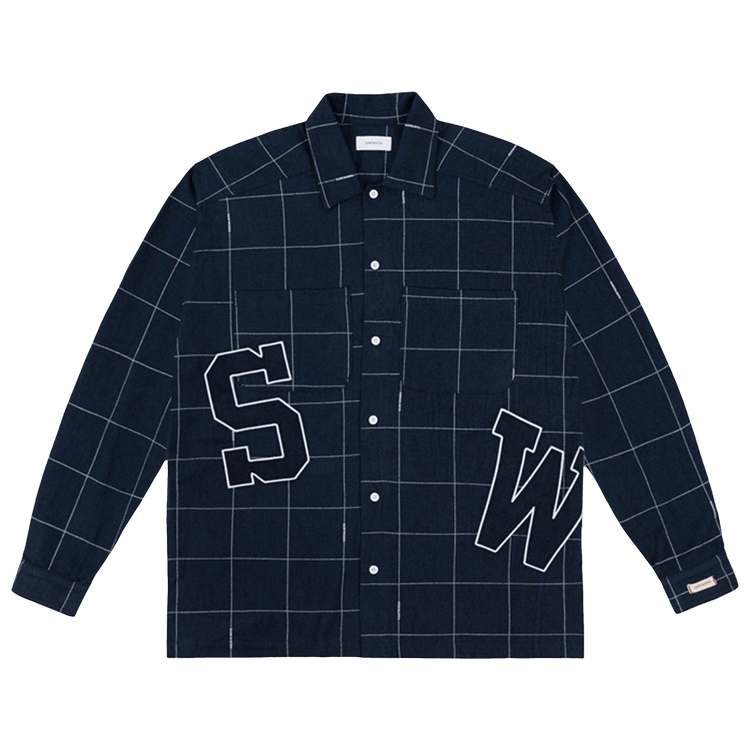 Saintwoods Contrast Stitch Flannel 'Navy'