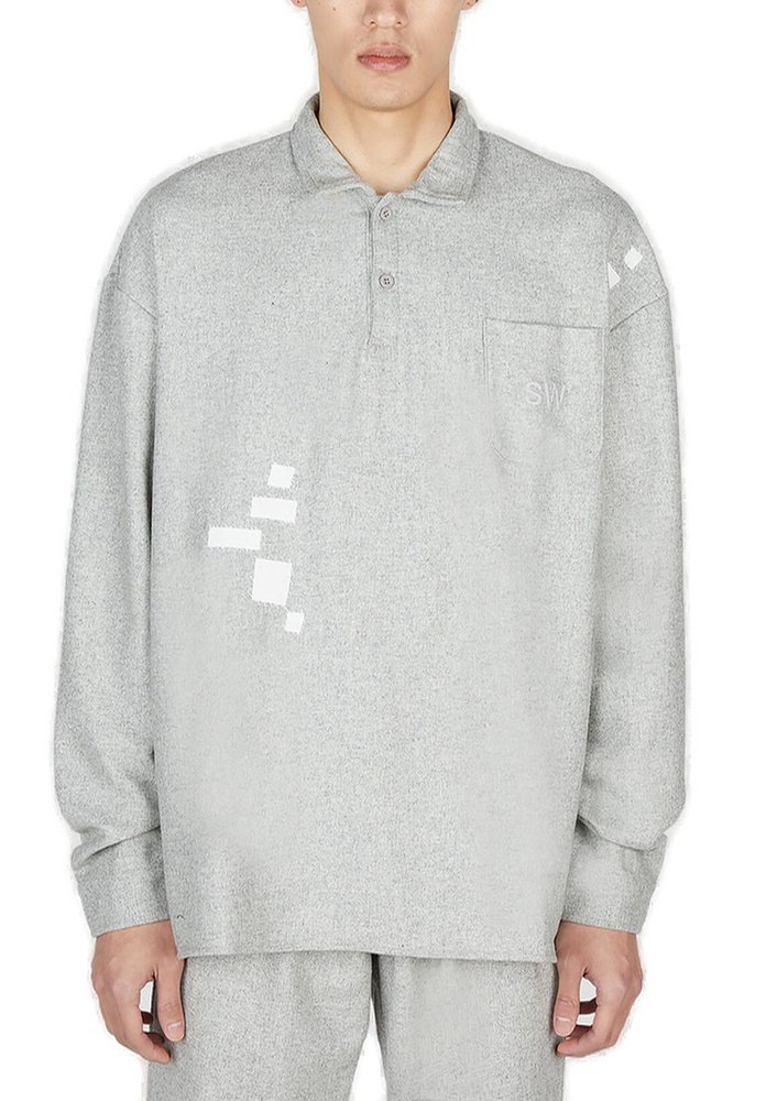 Saintwoods Long Sleeved Knitted Polo Shirt