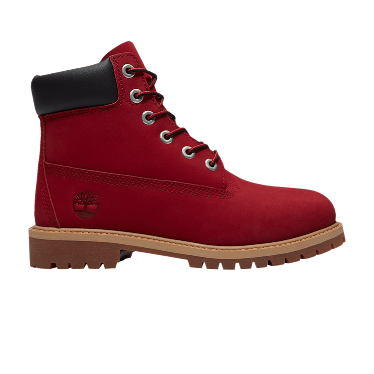 Timberland 6 Inch Premium Waterproof Boot Youth 'Red Nubuck Black'