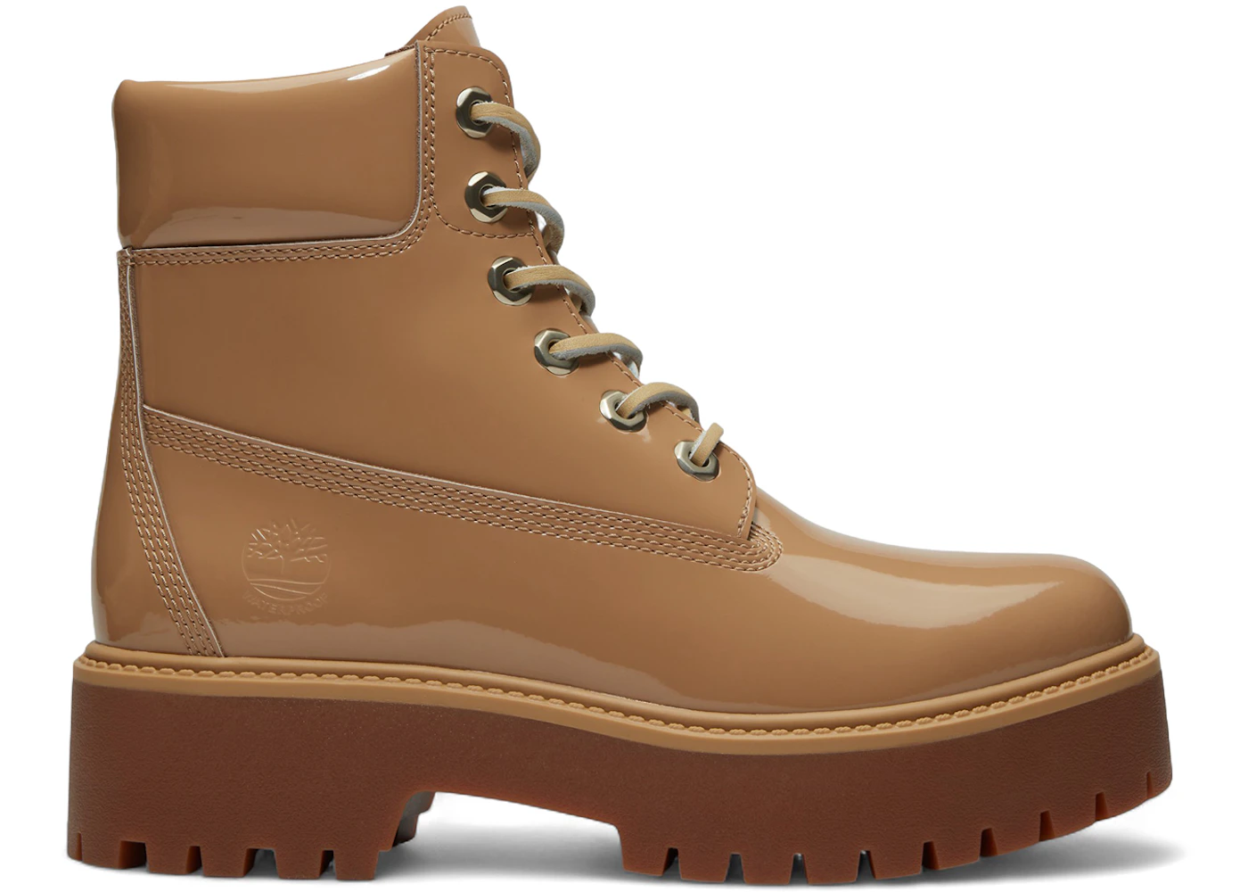 Timberland Stone Street 6" Waterproof Platform Boot Beige Patent Leather (Women's)