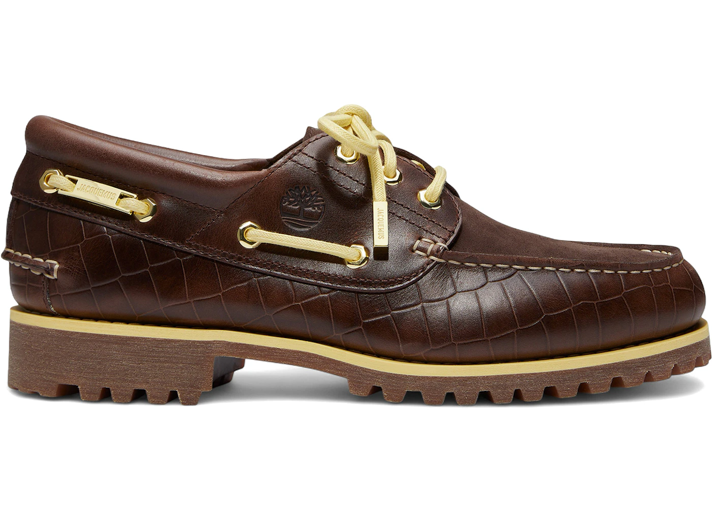 Timberland Authentic Boat Shoe Jacquemus Dark Brown Croc Embossed
