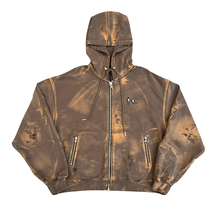 Thug Club Two Tone Washed Zip-Up Hoodie 'Olive'