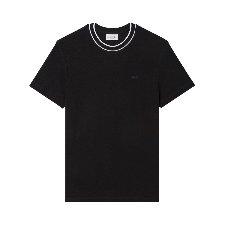 Lacoste Stretch Piqué Stripe Collar T-Shirt 'Black'