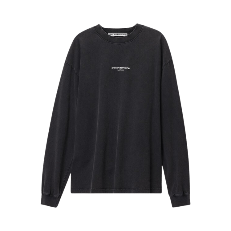 Alexander Wang Logo Print Long-Sleeve Tee 'Washed Black'