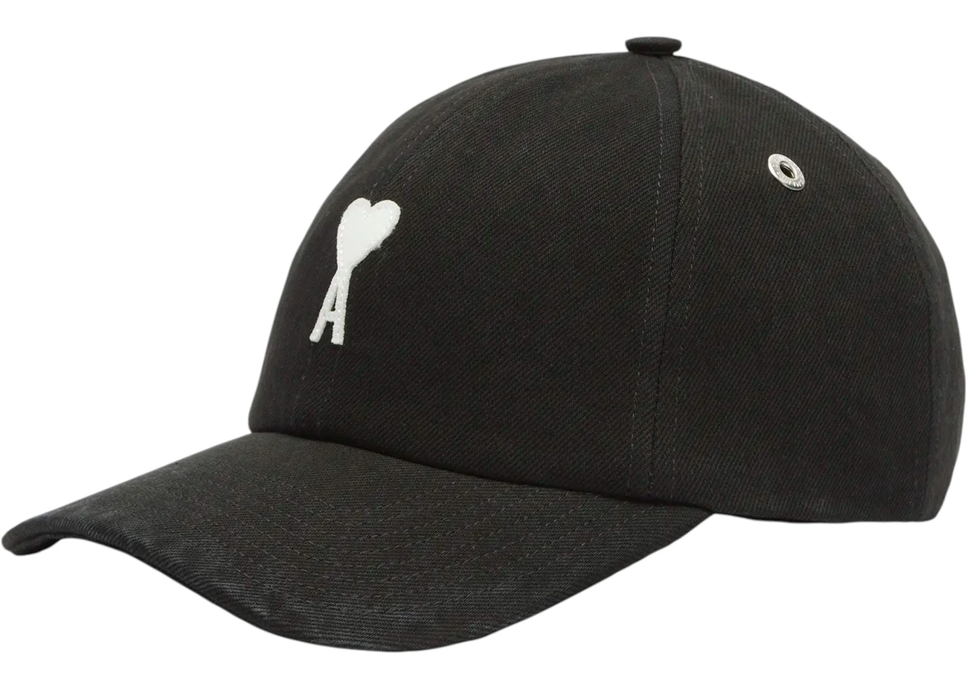 Ami Paris Black Cotton Ami De Coeur Felt Patch Cap Black