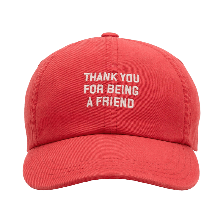 Ami Red Cotton "Thank You For Being a Friend" Cap 'Ruby Red Washed'