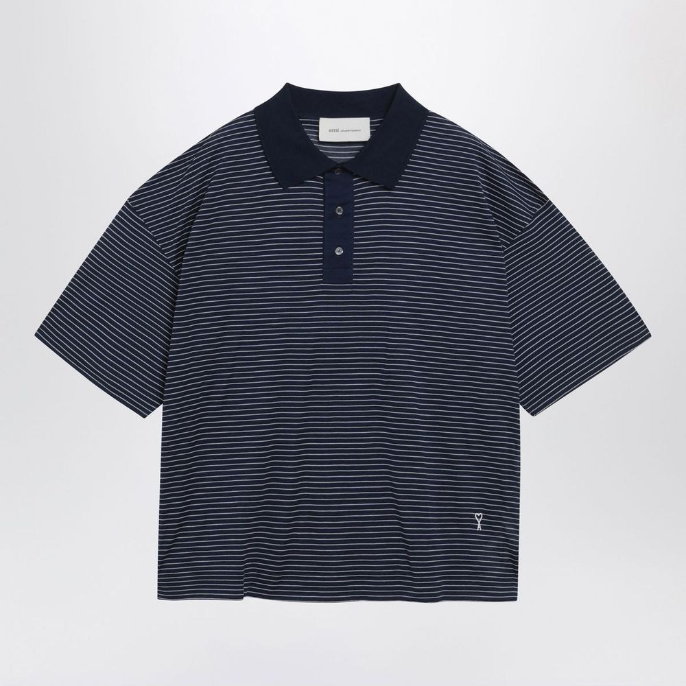 AMI Striped Relaxed-Fit Polo Shirt